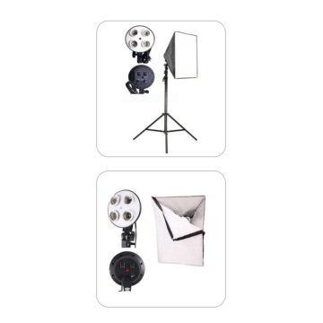 ชุดไฟสตูดิโอ Light Softbox 50x70cm With E27 4 Holder+Light stand 280cm