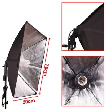 ชุดไฟสตูดิโอ Light Softbox 50x70cm With E27 1 Holder+Light Stand (200-210cm)