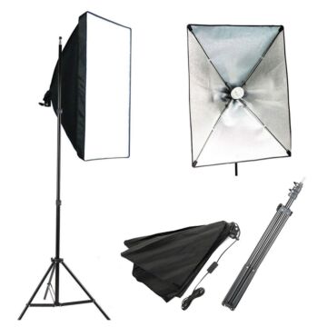 ชุดไฟสตูดิโอ Light Softbox 50x70cm With E27 1 Holder+Light Stand (200-210cm)