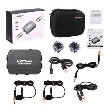 Comica DUAL.LAV D03 SUC Dual-head Detachable&amp;Multi-functional Lavalier Microphone (For 3.5mm Interface and USB-C Interface Smartphone and Computer)
