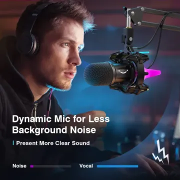 FIFINE K651 USB Dynamic Microphone Bundle with RGB Shock mount &amp; Touch-Sensitive Mute Button