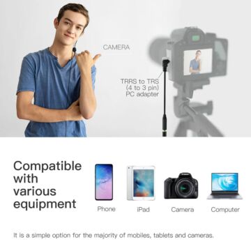 FIFINE Lavalier Microphone For Smartphone, Camera, PC