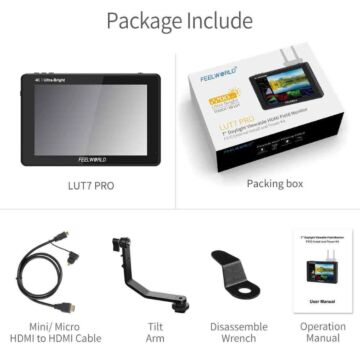 FeelWorld LUT 7 PRO 7" 3D LUT 2200 cd/m² Brightness,Touch Screen 4K HDMI Monitor