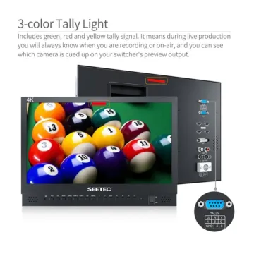 FeelWorld Seetec 4K156-9HSD-384 15.6 Inch 4K 3840X2160 Director Broadcast Monitor SDI 4 HDMI Input Quad Display