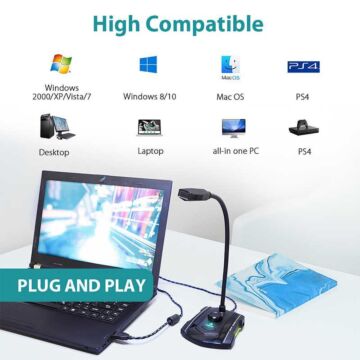 Maono GM31 USB Gaming Microphone LED Light Gooseneck Gain and Volume Control