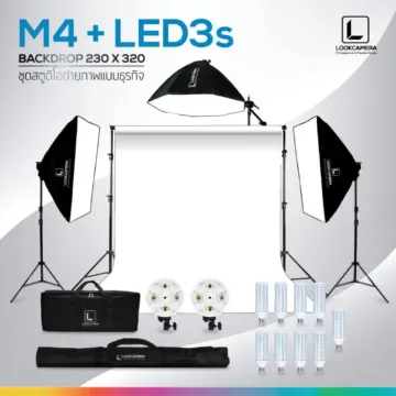 Studio Set M4 Backdrop 230x320+LED3s ชุดสตูดิโอถ่ายภาพแบบธุรกิจ
