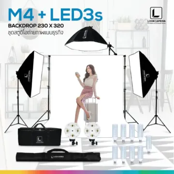 Studio Set M4 Backdrop 230x320+LED3s ชุดสตูดิโอถ่ายภาพแบบธุรกิจ