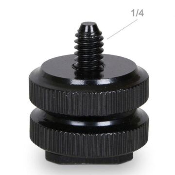 Tripod Screw 1/4" Double To Flash Hot Shoe Mount Adapter