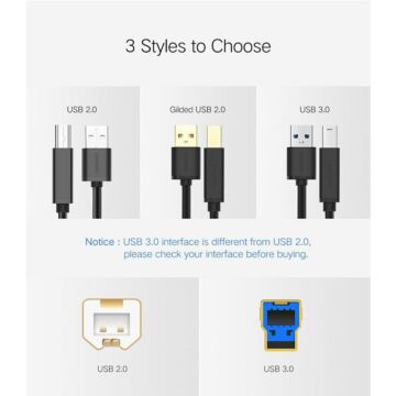 Ugreen USB 3.0 Type A Male to B Male Printer Scanner Cable