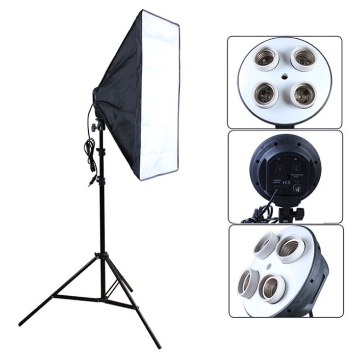 ชุดไฟสตูดิโอ Light Softbox 50x70cm With E27 4 Holder+Light stand 280cm by  in  - EC MALL