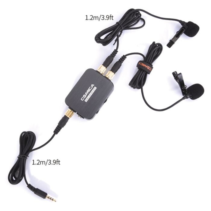 Comica DUAL.LAV D03 SUC Dual-head Detachable&amp;Multi-functional Lavalier Microphone (For 3.5mm Interface and USB-C Interface Smartphone and Computer) by  in  - EC MALL
