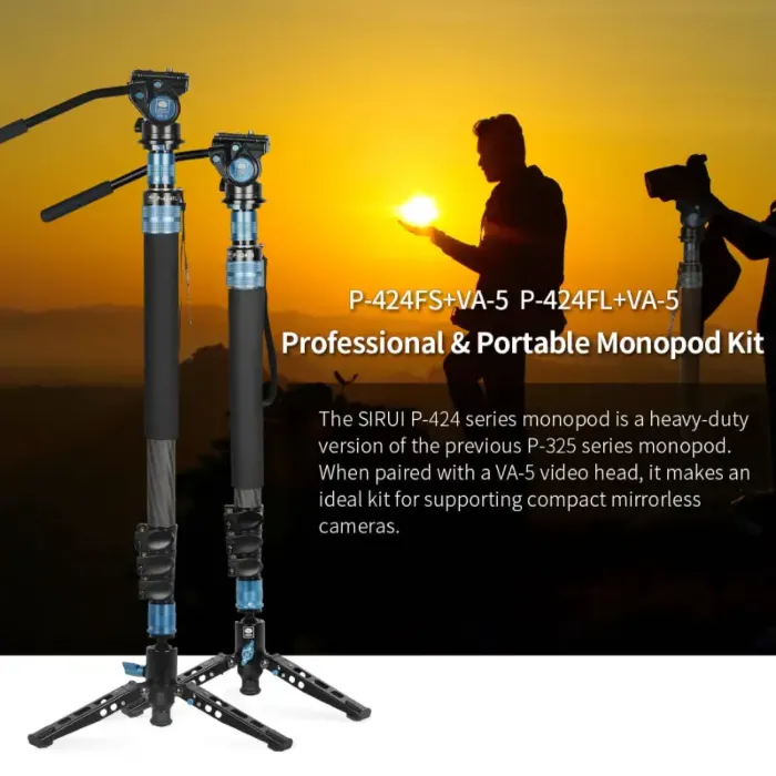 Sirui P-424FS / P-424FL 4 Sections Carbon Fiber Monopod With VA-5 Fluid Head by  in  - EC MALL