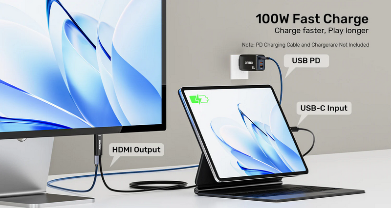 UNITEK V1439A USB-C to HDMI 4K@60Hz Cable with PD 100W 2M by  in  - EC MALL