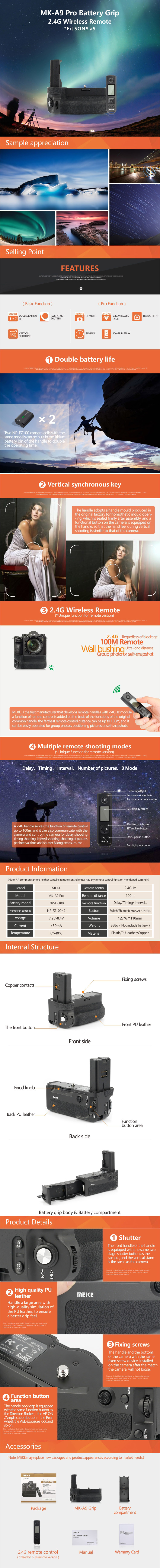 Meike MK-A9/A7 PRO Battery Grip For Sony A9 / A7III / A7RIII / A7S III by in - EC MALL