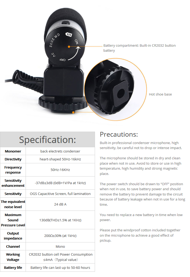 K&F Concept CM-500 Shotgun Microphone by  in  - EC MALL