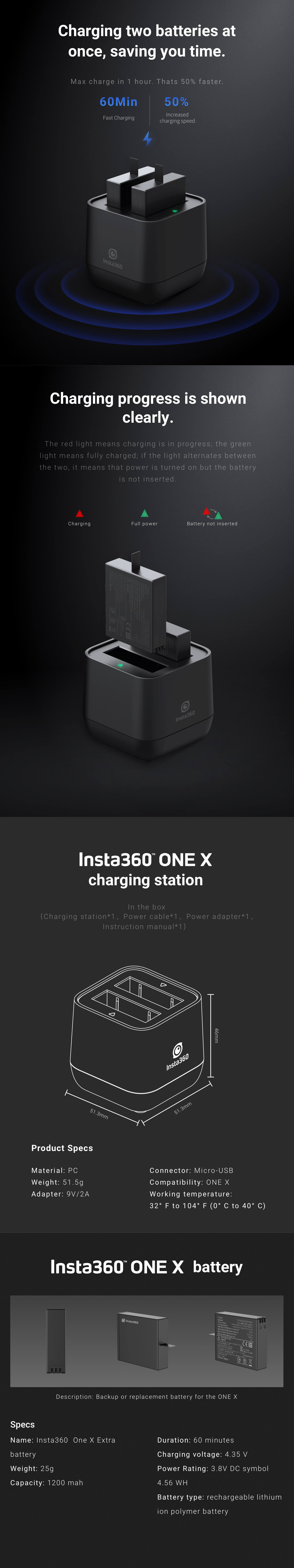 Insta360 Dual Battery Charging Station ONE X by  in  - EC MALL