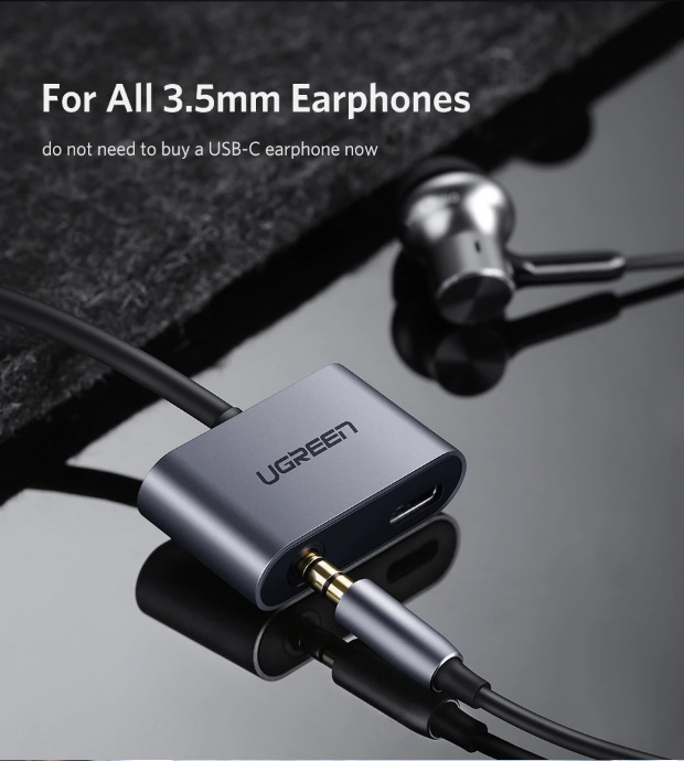 Ugreen 50596 Adapter Type C To 2Ports (3.5mm+Charging) by  in  - EC MALL
