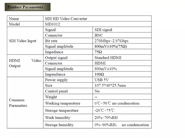 DeviceWell MD1012 SDI to HDMI Converter by  in  - EC MALL