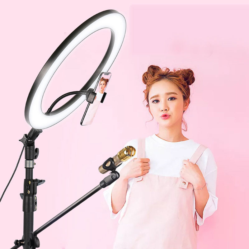 LED Ring Light 11 Inch With Stand + Microphone Stand Live SET by in - EC MALL