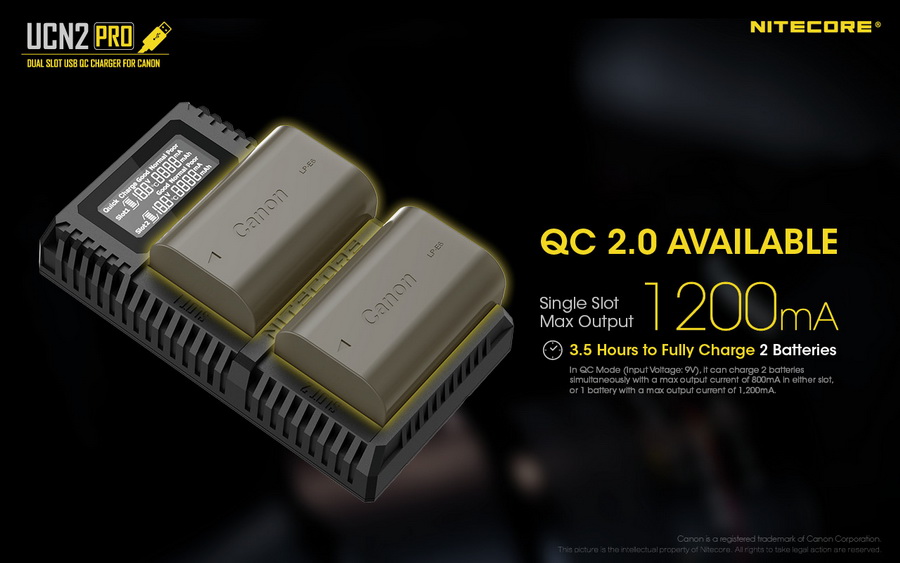 Battery Charger Nitecore UCN2 PRO Dual Slot USB QC Charger For Canon LP-E6N by  in  - EC MALL