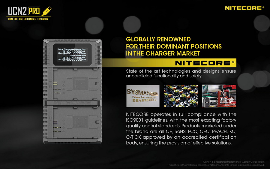 Battery Charger Nitecore UCN2 PRO Dual Slot USB QC Charger For Canon LP-E6N by  in  - EC MALL