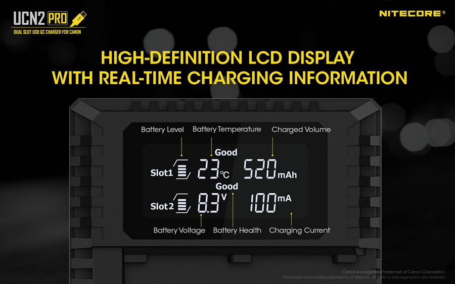 Battery Charger Nitecore UCN2 PRO Dual Slot USB QC Charger For Canon LP-E6N by  in  - EC MALL