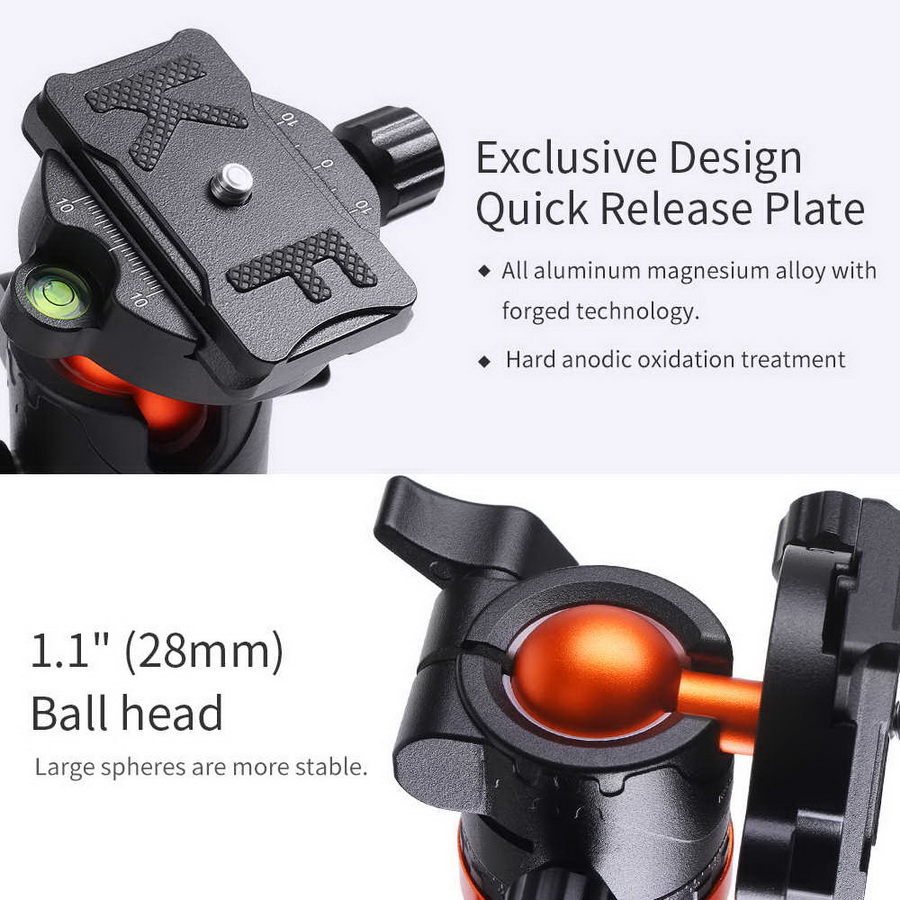 K&F Concept T254A4+BH-28L Aluminium Tripod Kit by  in  - EC MALL