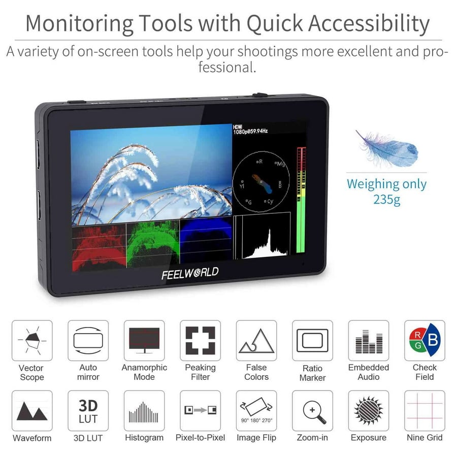 FeelWorld F6 PLUS V2 6 Inch 3D LUT Touch Screen DSLR Camera Field Monitor by in - EC MALL