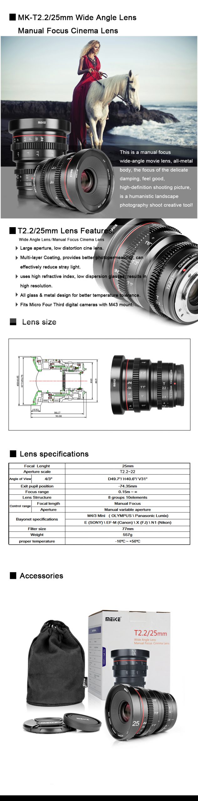 Meike 25mm T2.2 Manual Focus Cinema by  in  - EC MALL