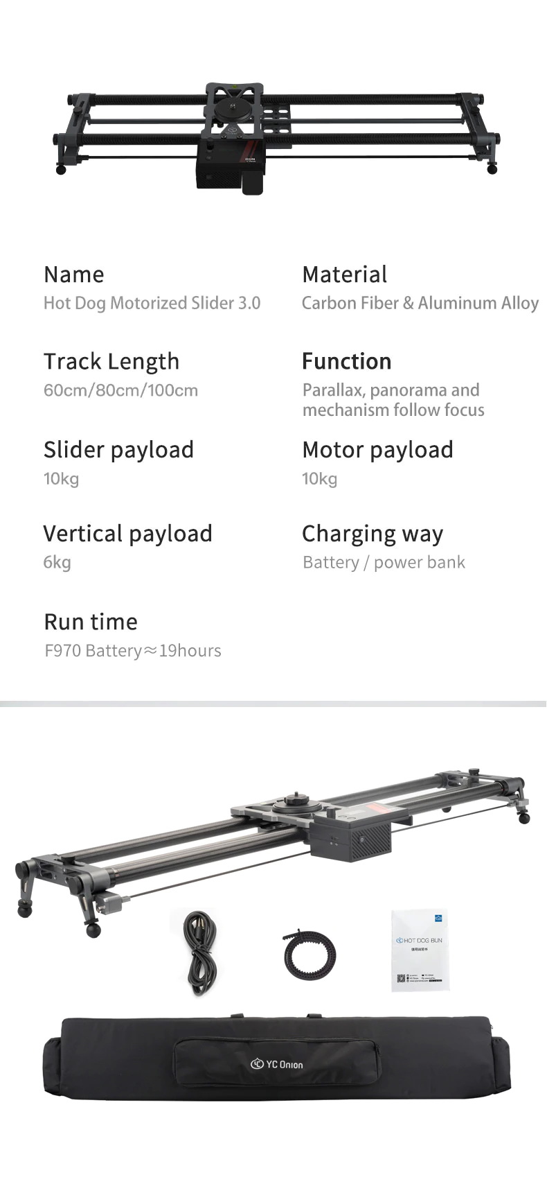 YC Onion Hot Dog Motorized Slider 3.0 prlx &amp; Pan Slider with App Dolly Slider by  in  - EC MALL