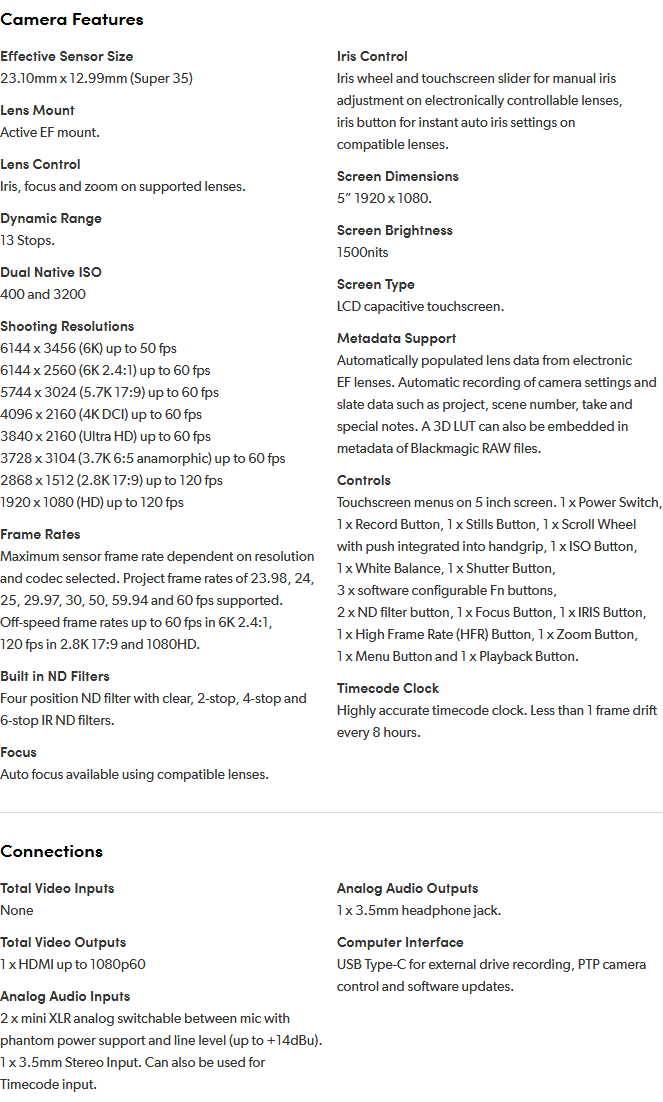 Blackmagic Pocket Cinema Camera 6K Pro by  in  - EC MALL