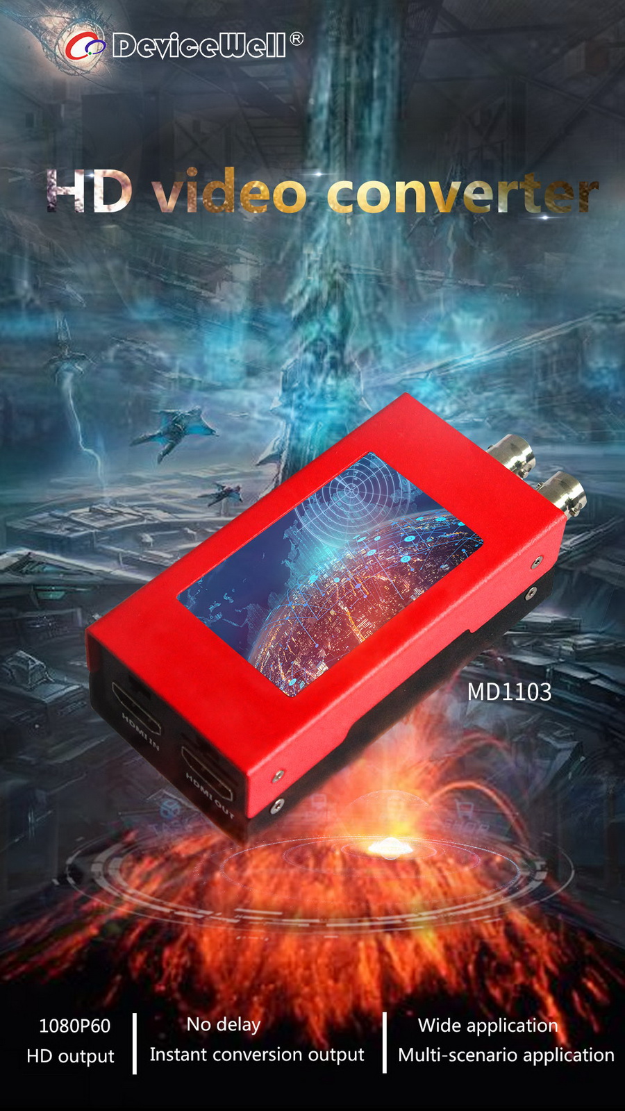 DeviceWell MD1103 Mini LCD HD SDI To BIDI Video Converter by  in  - EC MALL