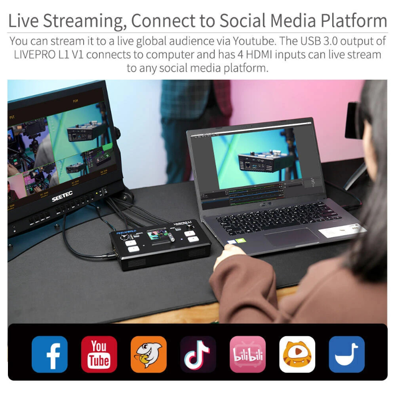 FeelWorld LIVEPRO L1 Multi Camera Video Mixer Switcher by  in  - EC MALL