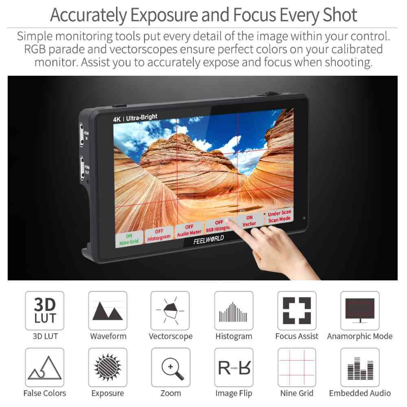 FeelWorld LUT6 6" 2600 cd/m² 4K HDMI Touch Screen Monitor by  in  - EC MALL
