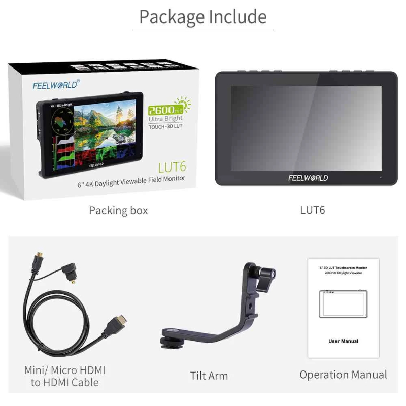 FeelWorld LUT6 6" 2600 cd/m² 4K HDMI Touch Screen Monitor by  in  - EC MALL