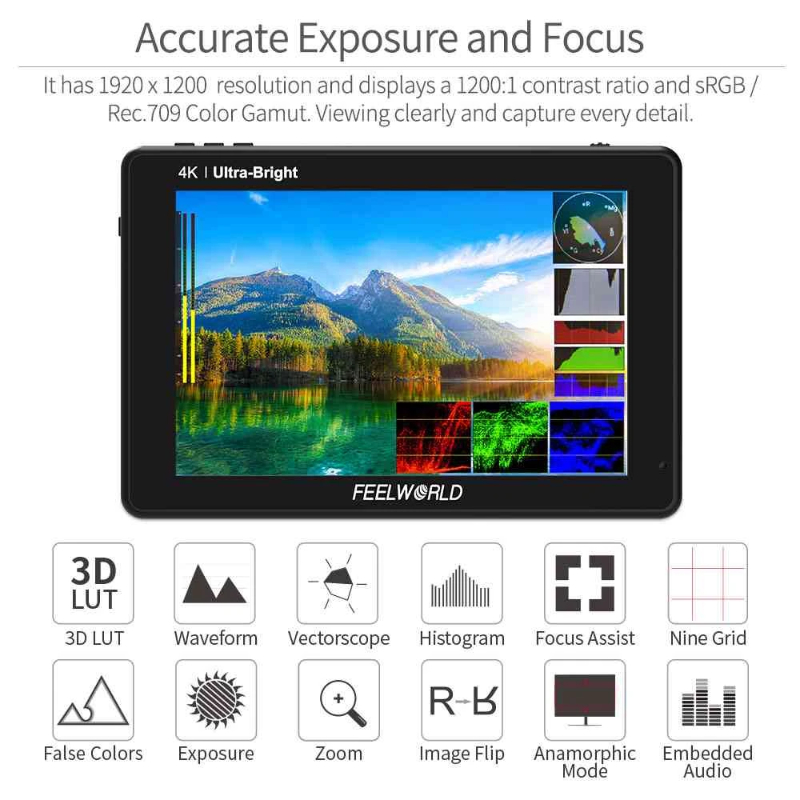 FeelWorld LUT 7S PRO 7" 3D LUT 2200 cd/m² Brightness,Touch Screen 4K HDMI Monitor by  in  - EC MALL