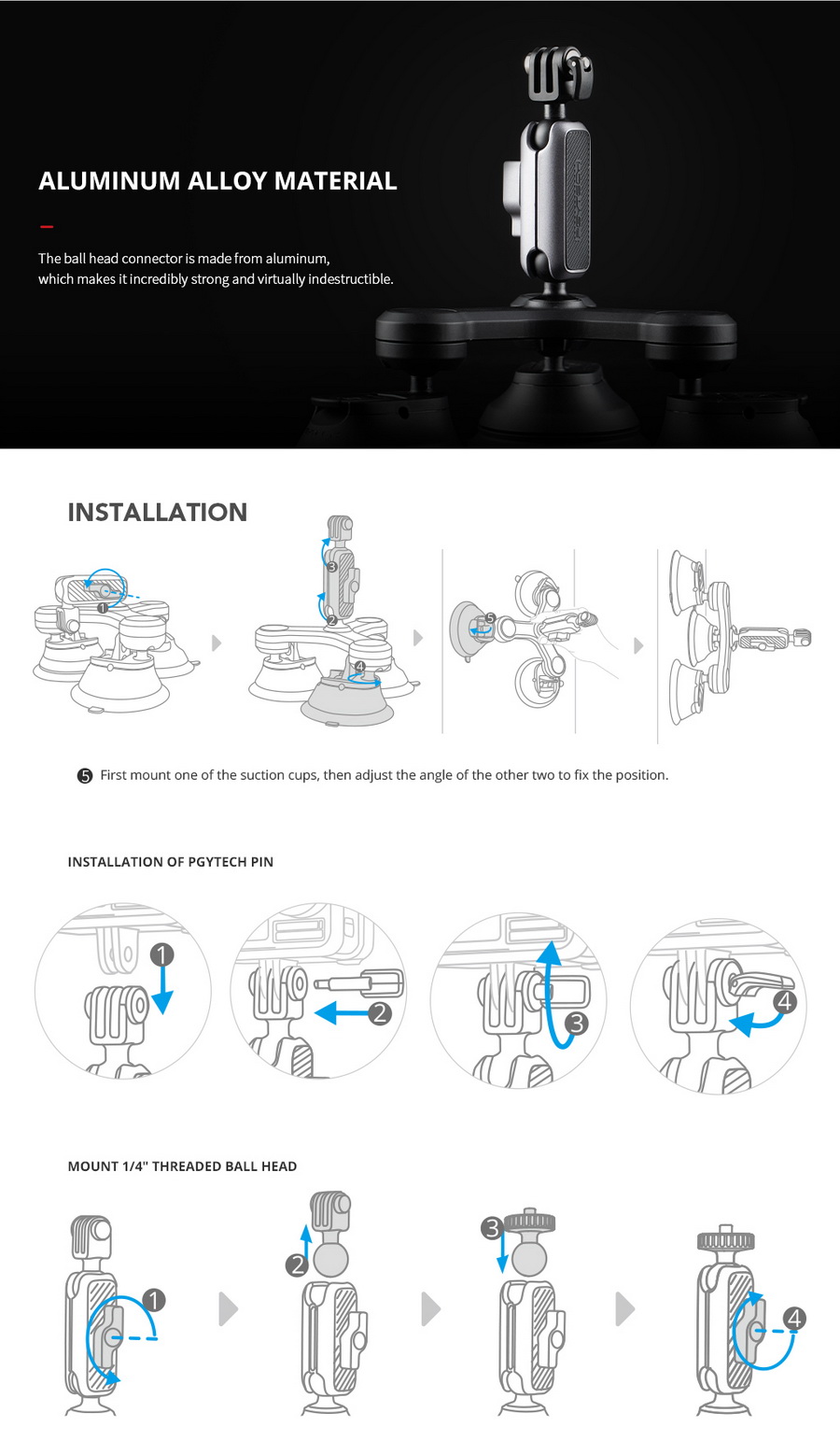 PGYTECH P-GM-136 Three-Arm Suction Mount by  in  - EC MALL