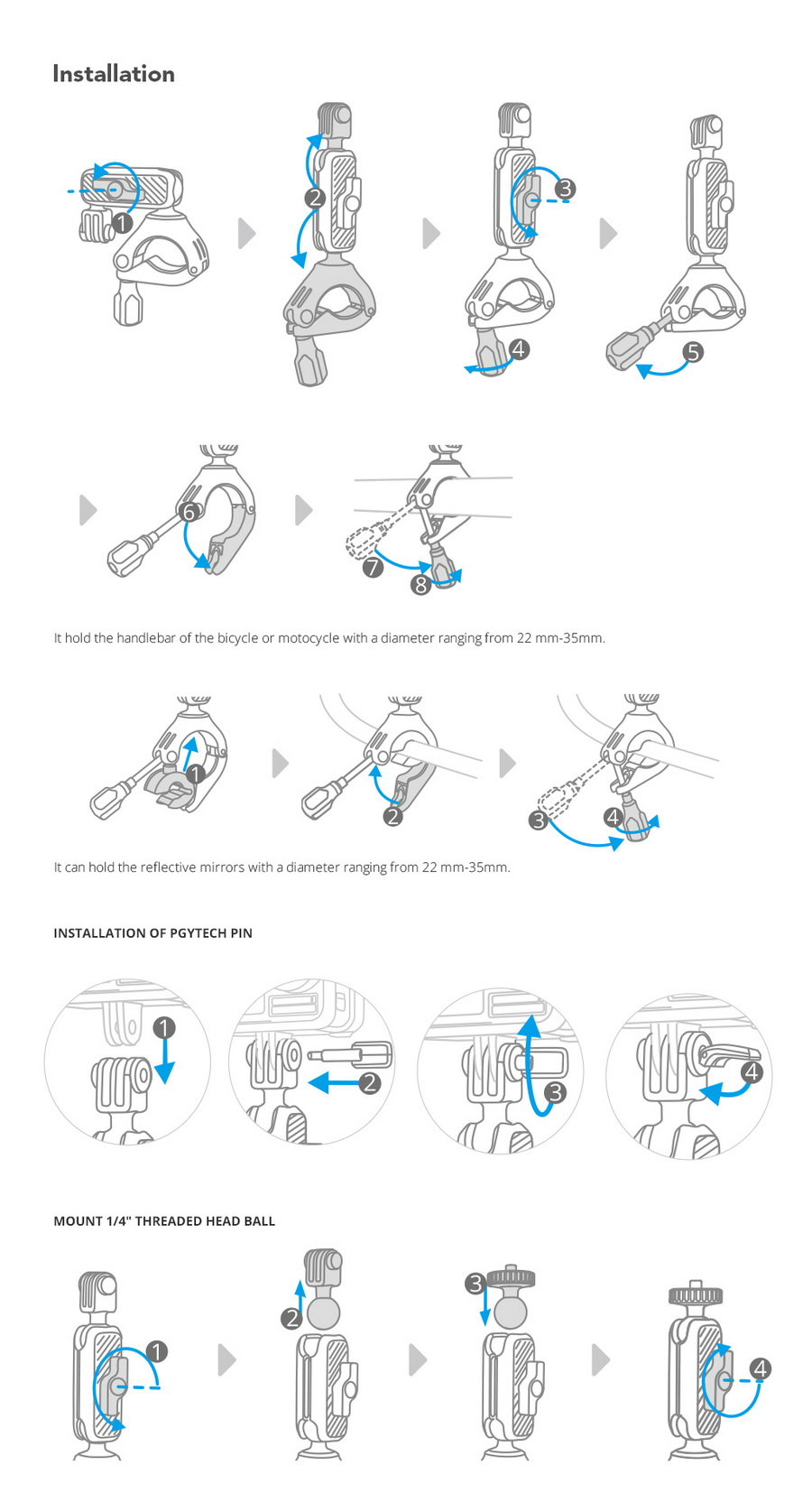 PGYTECH P-GM-137 Action Camera Handlebar Mount by  in  - EC MALL