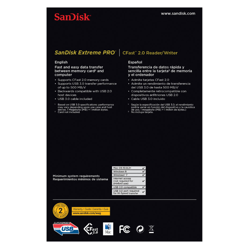 SanDisk Extreme PRO CFast 2.0 Reader/Writer USB 3.0 ความเร็วอ่าน 500MB/s (SDDR_299_G46) by  in  - EC MALL
