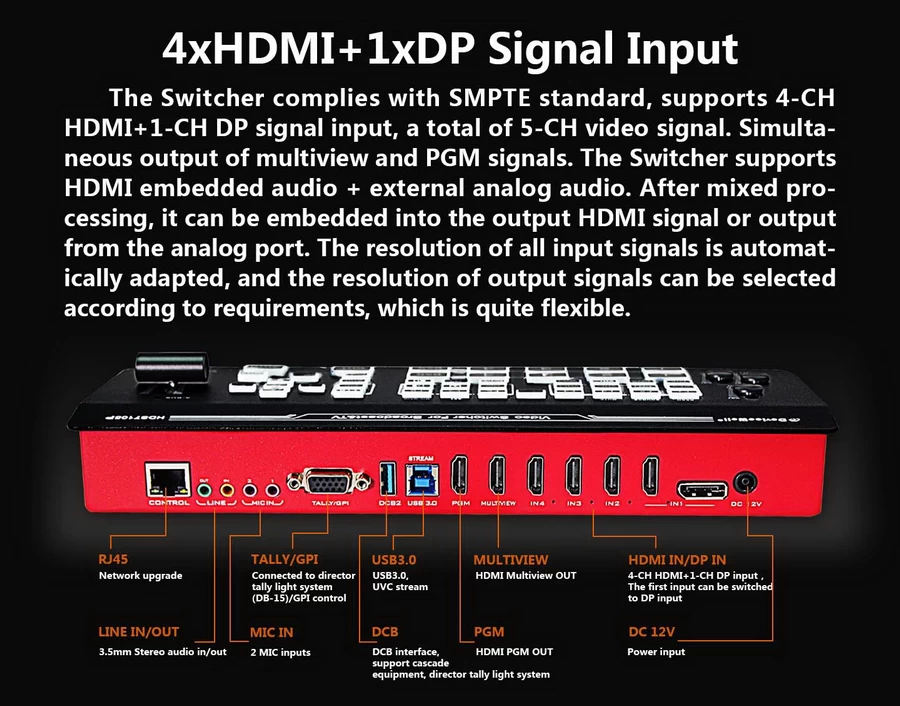 Devicewell HDS7105P Mini Switcher (4HDMI+1DP) by  in  - EC MALL