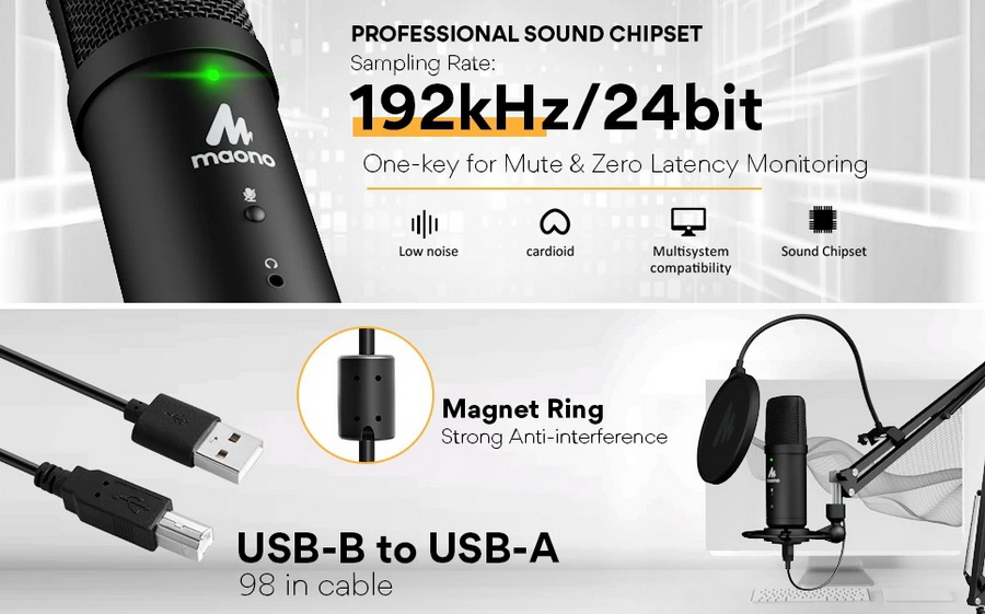 Maono PM401 USB Podcasting Microphone Kit by  in  - EC MALL
