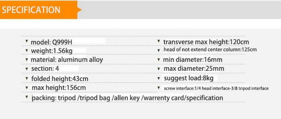 QZSD Q999H Pro Diamond Edition Tripod With Ball Head by in - EC MALL