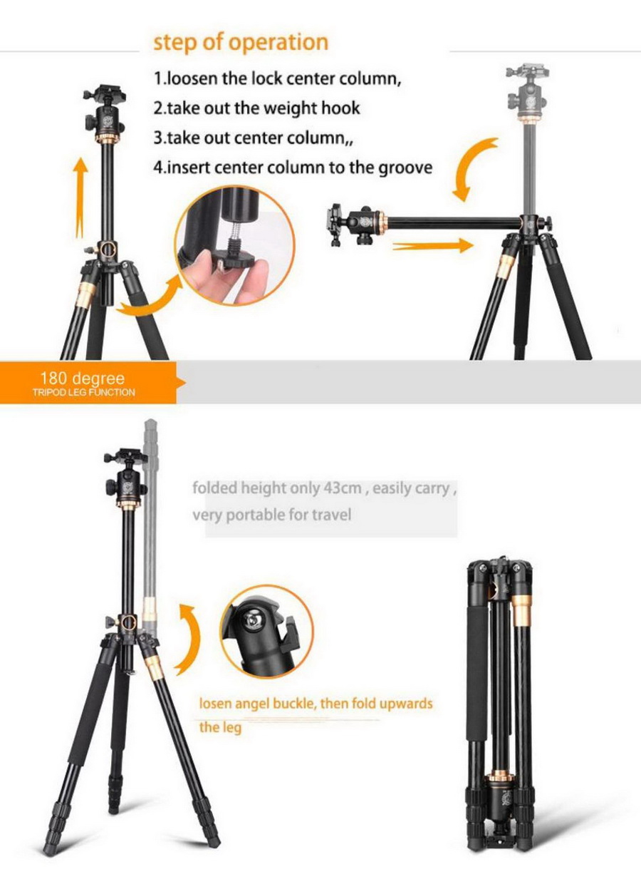 QZSD Q999H Pro Diamond Edition Tripod With Ball Head by in - EC MALL