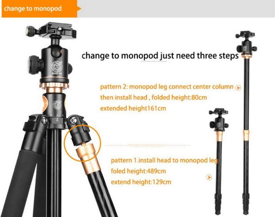 QZSD Q999H Pro Diamond Edition Tripod With Ball Head by in - EC MALL