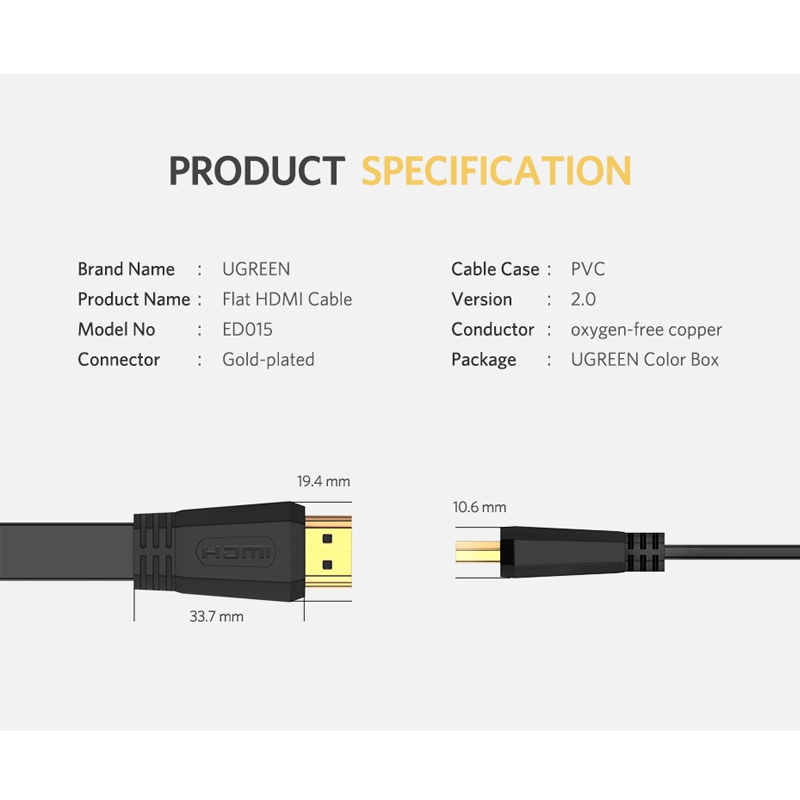 Ugreen HDMI Flat Cable 4K by  in  - EC MALL