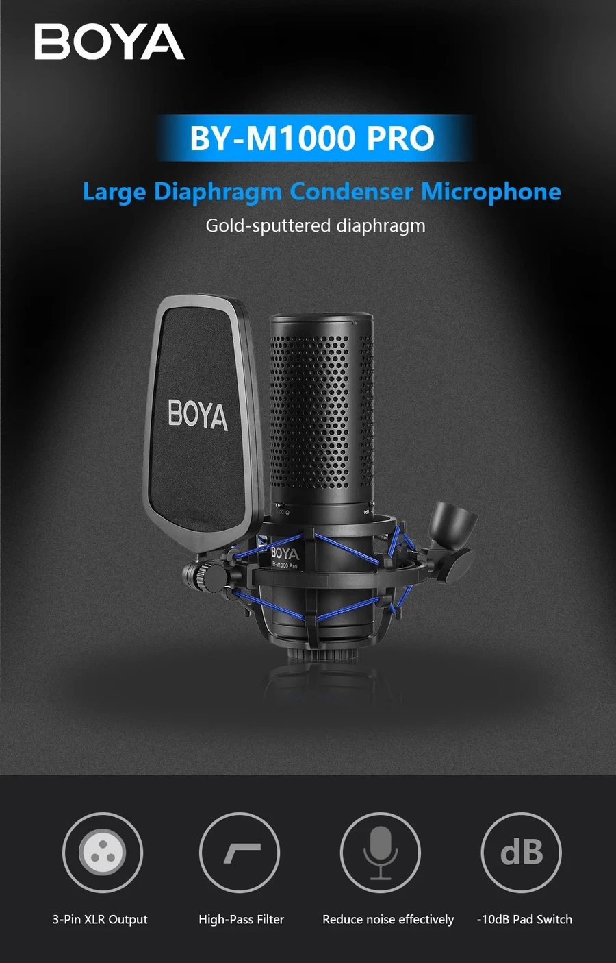 Boya BY-M1000 Pro Large Diaphragm Condenser Microphone by  in  - EC MALL
