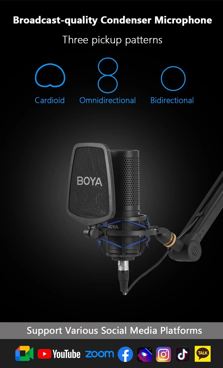 Boya BY-M1000 Pro Large Diaphragm Condenser Microphone by  in  - EC MALL
