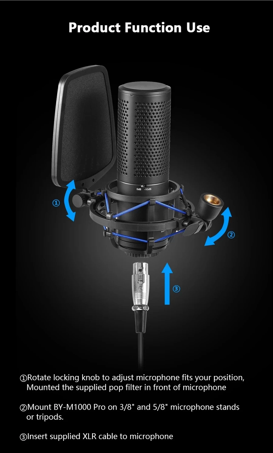 Boya BY-M1000 Pro Large Diaphragm Condenser Microphone by  in  - EC MALL