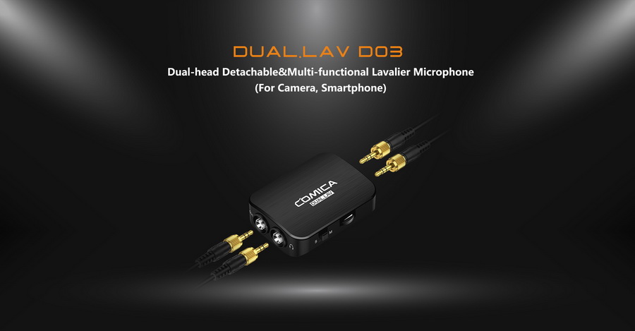 Comica DUAL.LAV D03 Dual-head Detachable&amp;Multi-functional Lavalier Microphone (For Camera, Smartphone) by  in  - EC MALL