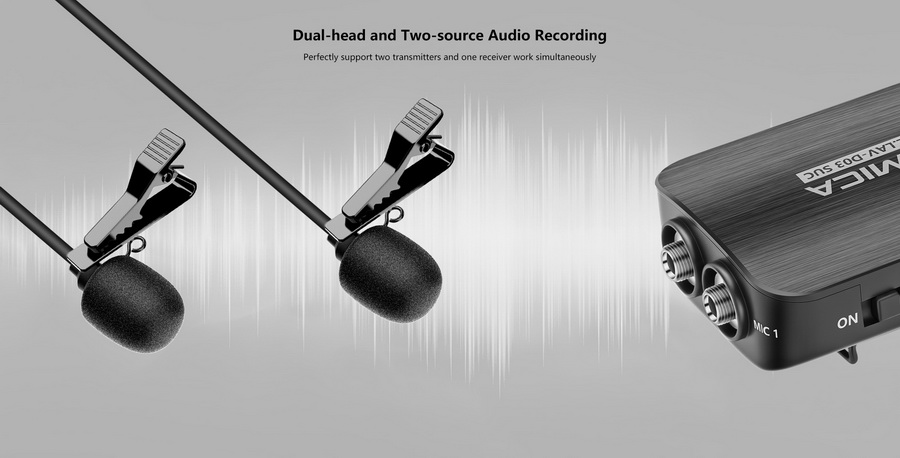 Comica DUAL.LAV D03 SUC Dual-head Detachable&amp;Multi-functional Lavalier Microphone (For 3.5mm Interface and USB-C Interface Smartphone and Computer) by  in  - EC MALL